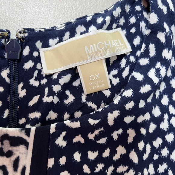 MICHAEL KORS  Size OX Border True Navy Leopard Print Stretch Jersey Dress - Picture 9 of 16